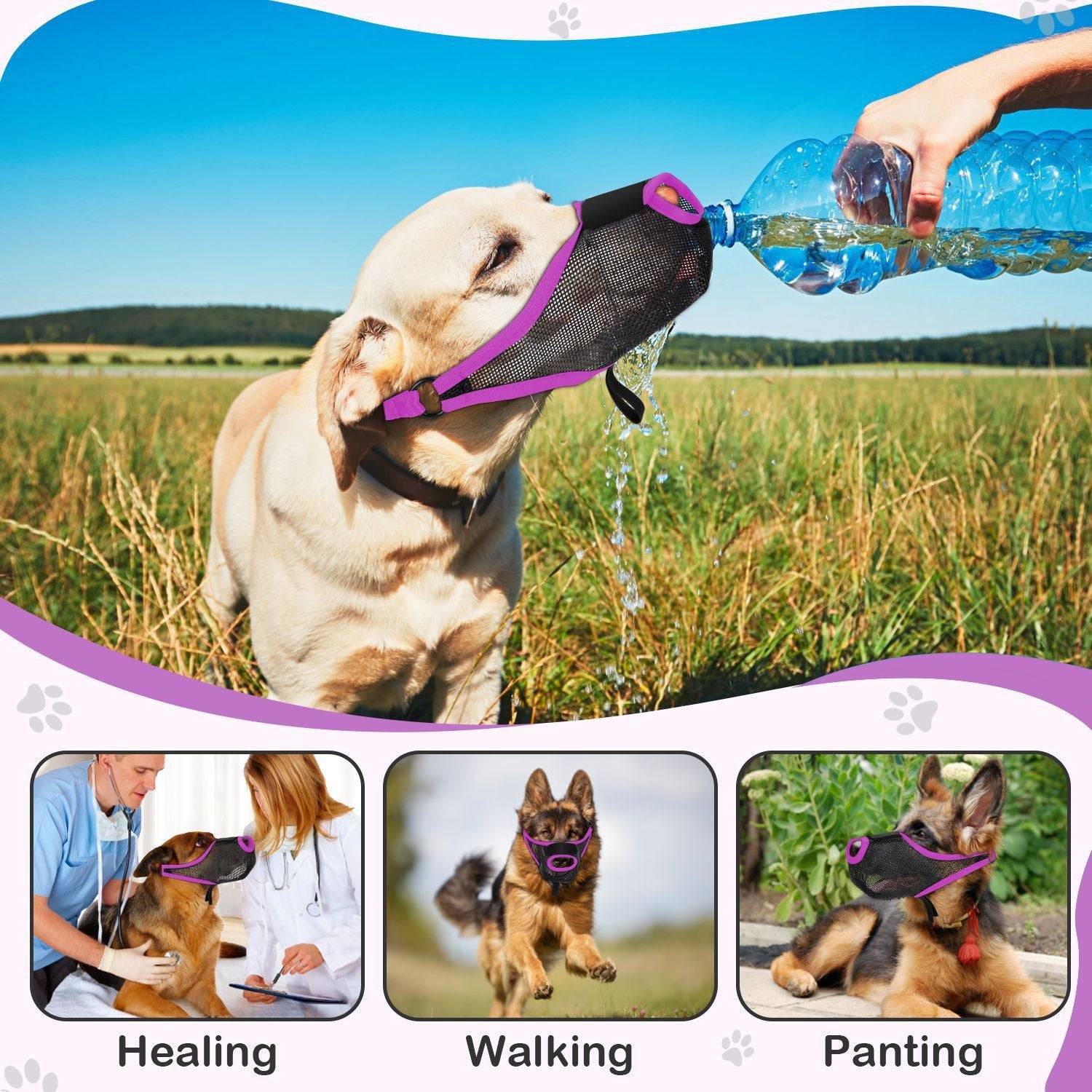 KFX-5863997 Breathable Mesh Dog Muzzle to Prevent Eating, Barking, and Biting