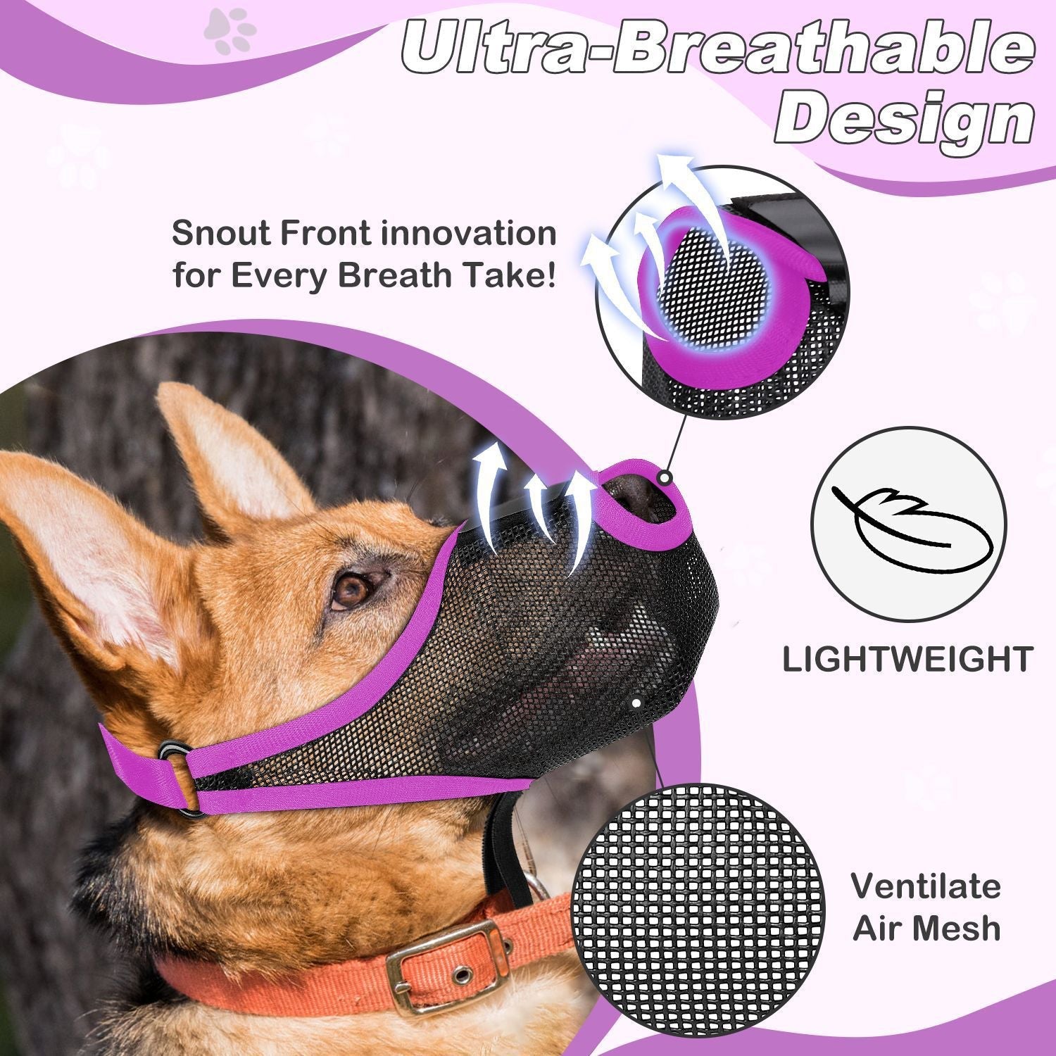 KFX-5863997 Breathable Mesh Dog Muzzle to Prevent Eating, Barking, and Biting
