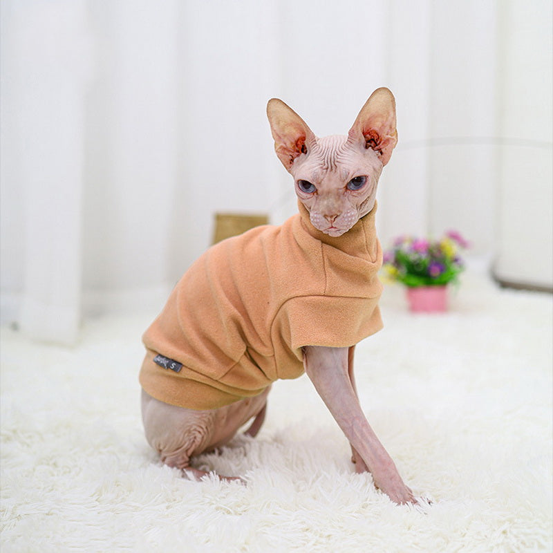 KFX-5864893 Warm Rabbit Plush Sweater for Hairless Cats - Lightweight Leisure Wear in Light Brown, Blue, Pink, Sizes S, M, L