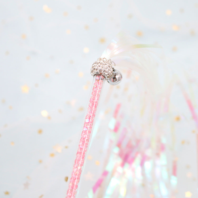 KFX-5865533 Colorful Ringing Paper Tassel Cat Teaser Toy - 26-40 cm Long Acrylic Stick