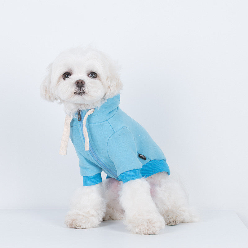 KFX-5865789 Casual Macaron Hooded Pet Sweatshirt in Tender Green, Water Blue, and Orange Powder