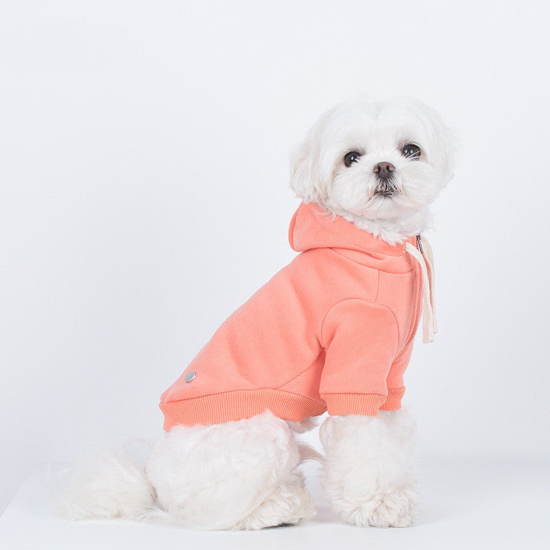 KFX-5865789 Casual Macaron Hooded Pet Sweatshirt in Tender Green, Water Blue, and Orange Powder