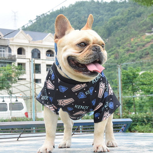 KFX-5868861 Meteor Print Pet Clothing for Small Dogs - Blue Polyester Two-Legged Apparel