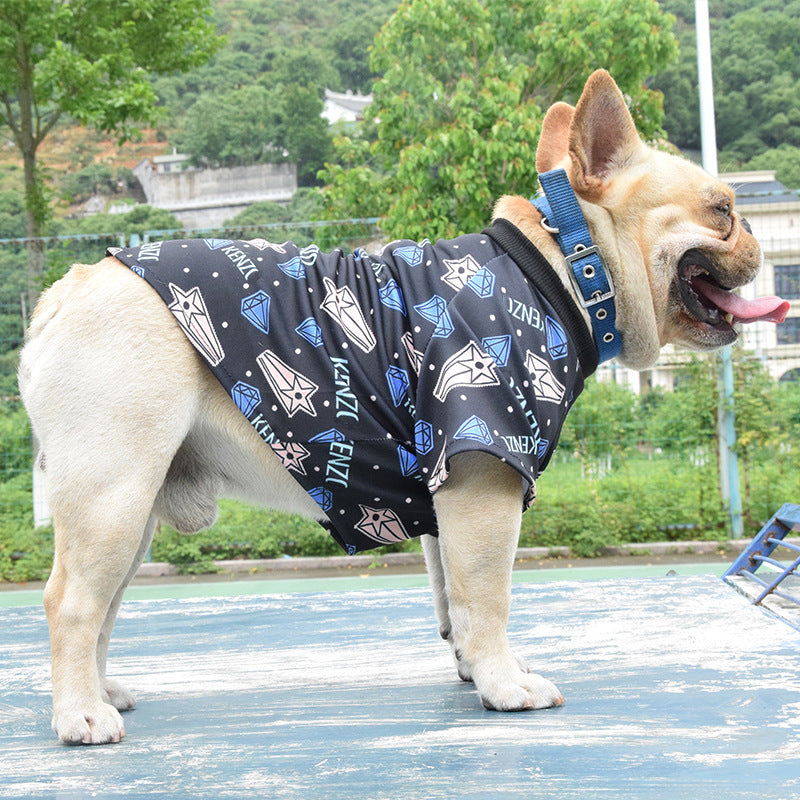 KFX-5868861 Meteor Print Pet Clothing for Small Dogs - Blue Polyester Two-Legged Apparel