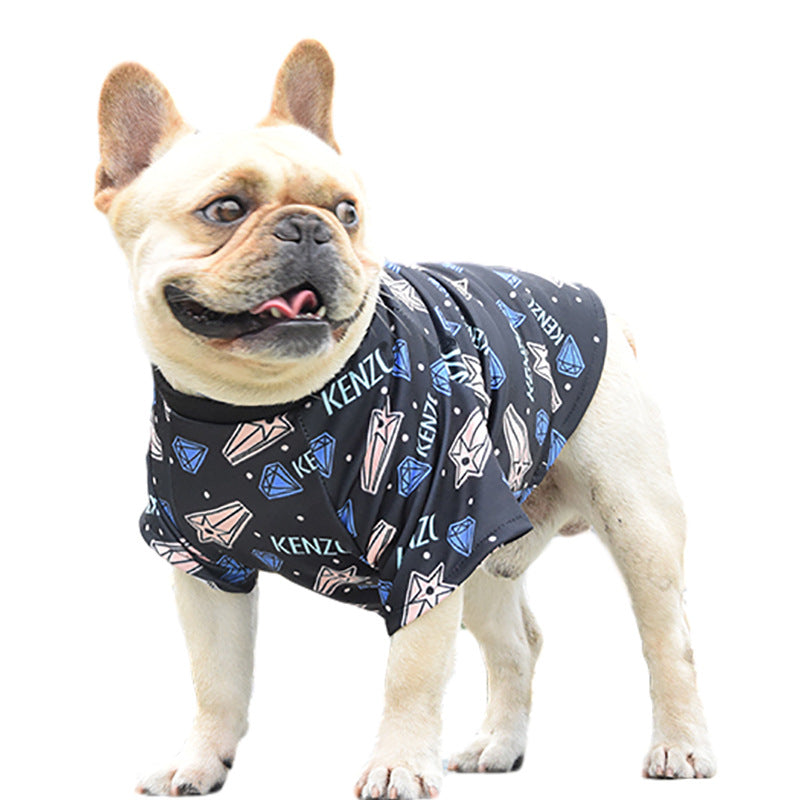 KFX-5868861 Meteor Print Pet Clothing for Small Dogs - Blue Polyester Two-Legged Apparel