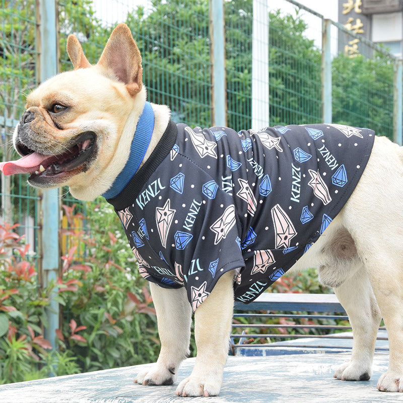 KFX-5868861 Meteor Print Pet Clothing for Small Dogs - Blue Polyester Two-Legged Apparel