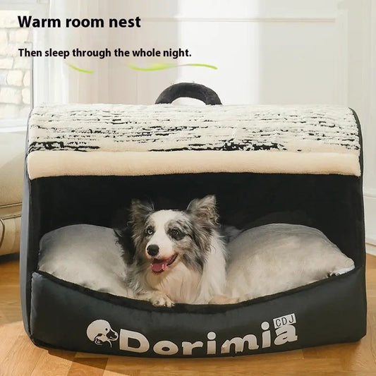 KFX-5870525 Comfortable Closed Kennel for Small to Large Pets - Warm Removable Washable Design