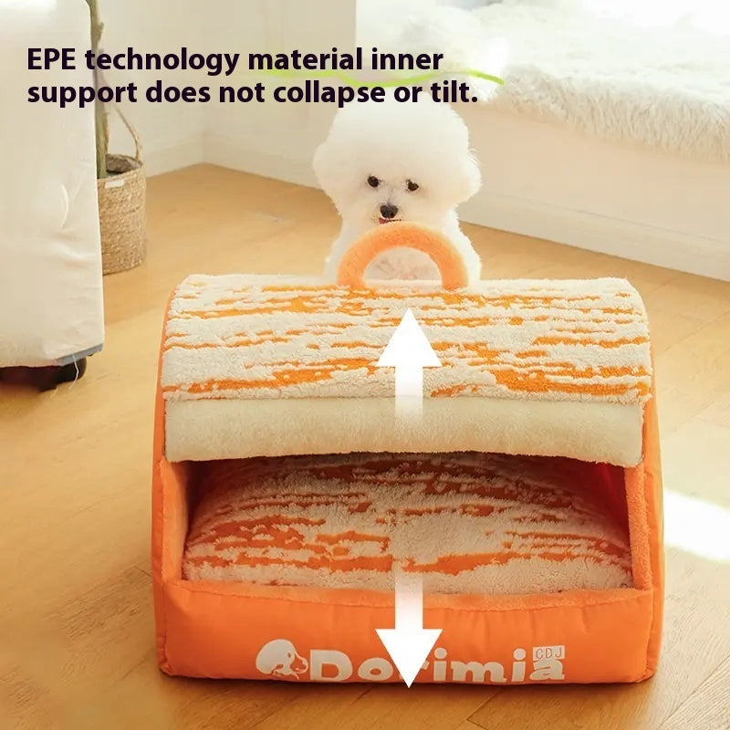 KFX-5870525 Comfortable Closed Kennel for Small to Large Pets - Warm Removable Washable Design