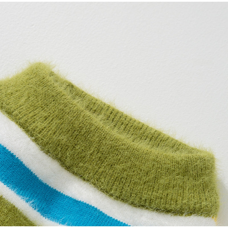 KFX-5871037 Cozy Colorful Striped Sweater for Large Dogs – Ideal for Autumn & Winter