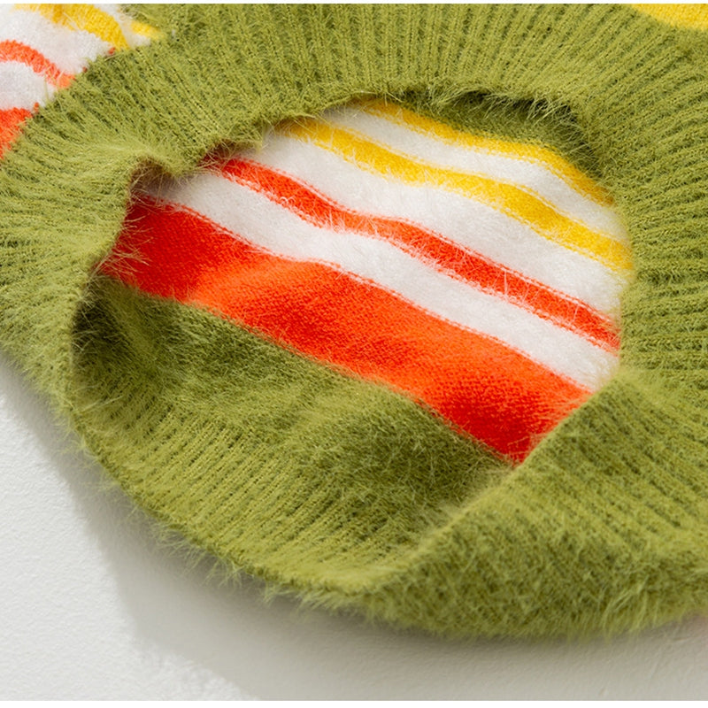 KFX-5871037 Cozy Colorful Striped Sweater for Large Dogs – Ideal for Autumn & Winter