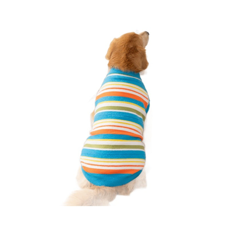 KFX-5871037 Cozy Colorful Striped Sweater for Large Dogs – Ideal for Autumn & Winter