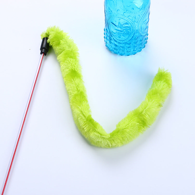KFX-5871293 Plush Cat Teaser Toy with 50CM Rod - Available in Blue, Rose Red, Purple, and Green