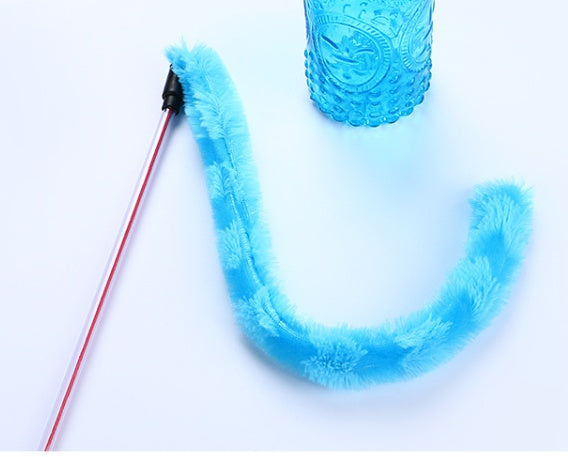 KFX-5871293 Plush Cat Teaser Toy with 50CM Rod - Available in Blue, Rose Red, Purple, and Green