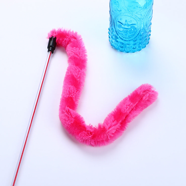KFX-5871293 Plush Cat Teaser Toy with 50CM Rod - Available in Blue, Rose Red, Purple, and Green
