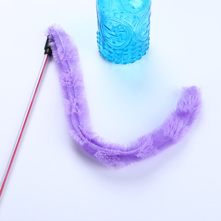 KFX-5871293 Plush Cat Teaser Toy with 50CM Rod - Available in Blue, Rose Red, Purple, and Green