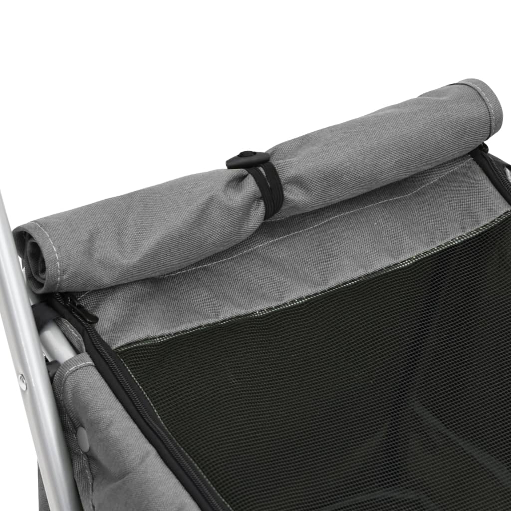 KFX-5871933 Foldable Pet Stroller with Sun Canopy in Gray, Made of 300D Linen Fabric, Suitable for Dogs and Cats, Maximum Load 15 kg