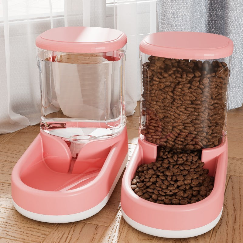 KFX-5872317 Automatic Pet Water Fountain and Feeder - Plastic Cat and Dog Tableware in Gray, Blue, and Pink