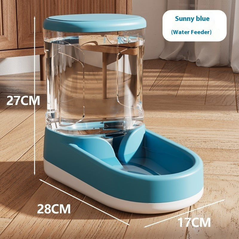 KFX-5872317 Automatic Pet Water Fountain and Feeder - Plastic Cat and Dog Tableware in Gray, Blue, and Pink
