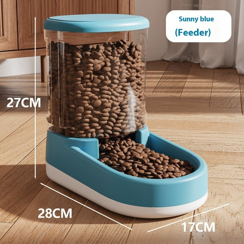 KFX-5872317 Automatic Pet Water Fountain and Feeder - Plastic Cat and Dog Tableware in Gray, Blue, and Pink