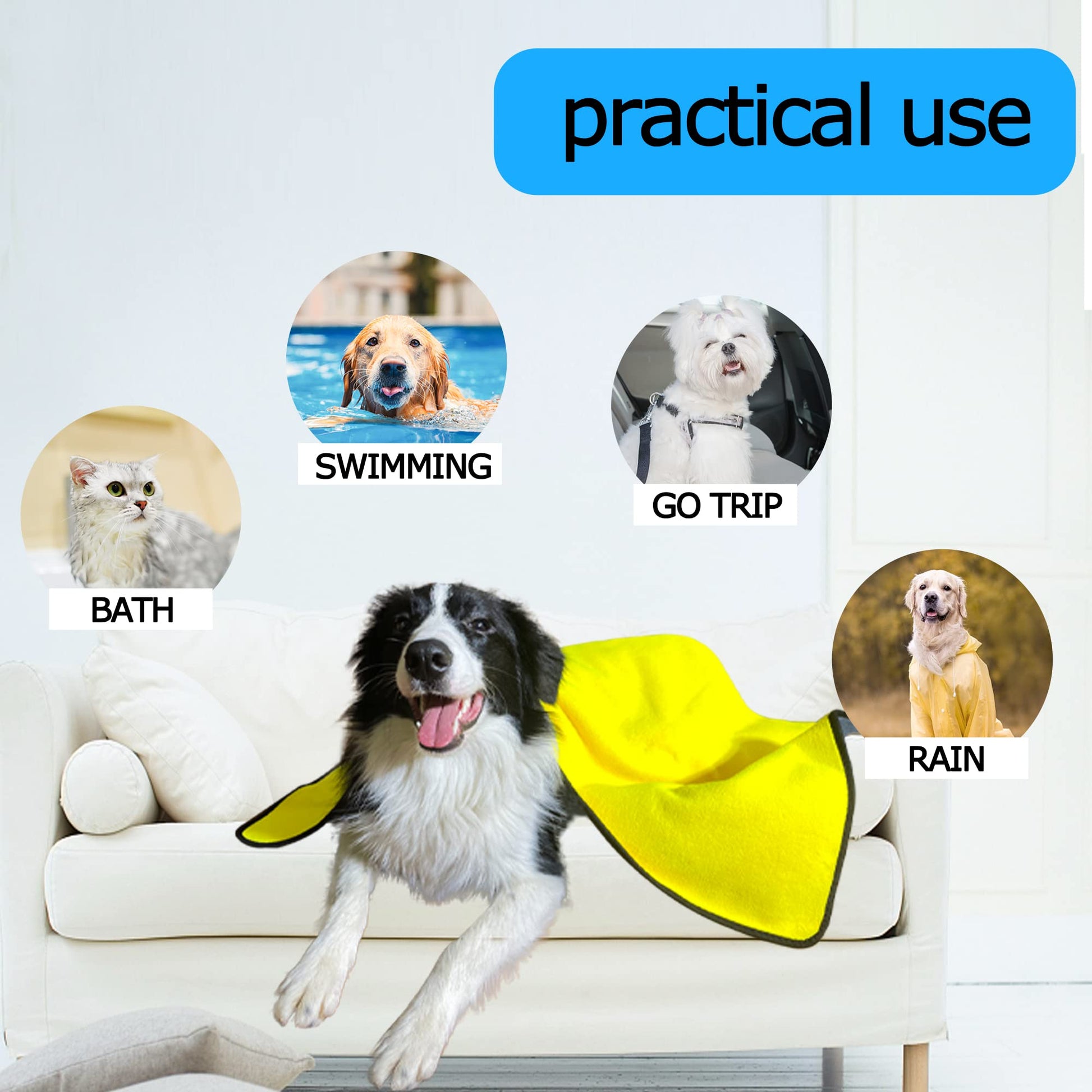 KFX-5873725 Quick-Drying Super Absorbent Microfiber Dog and Cat Towels in Various Sizes