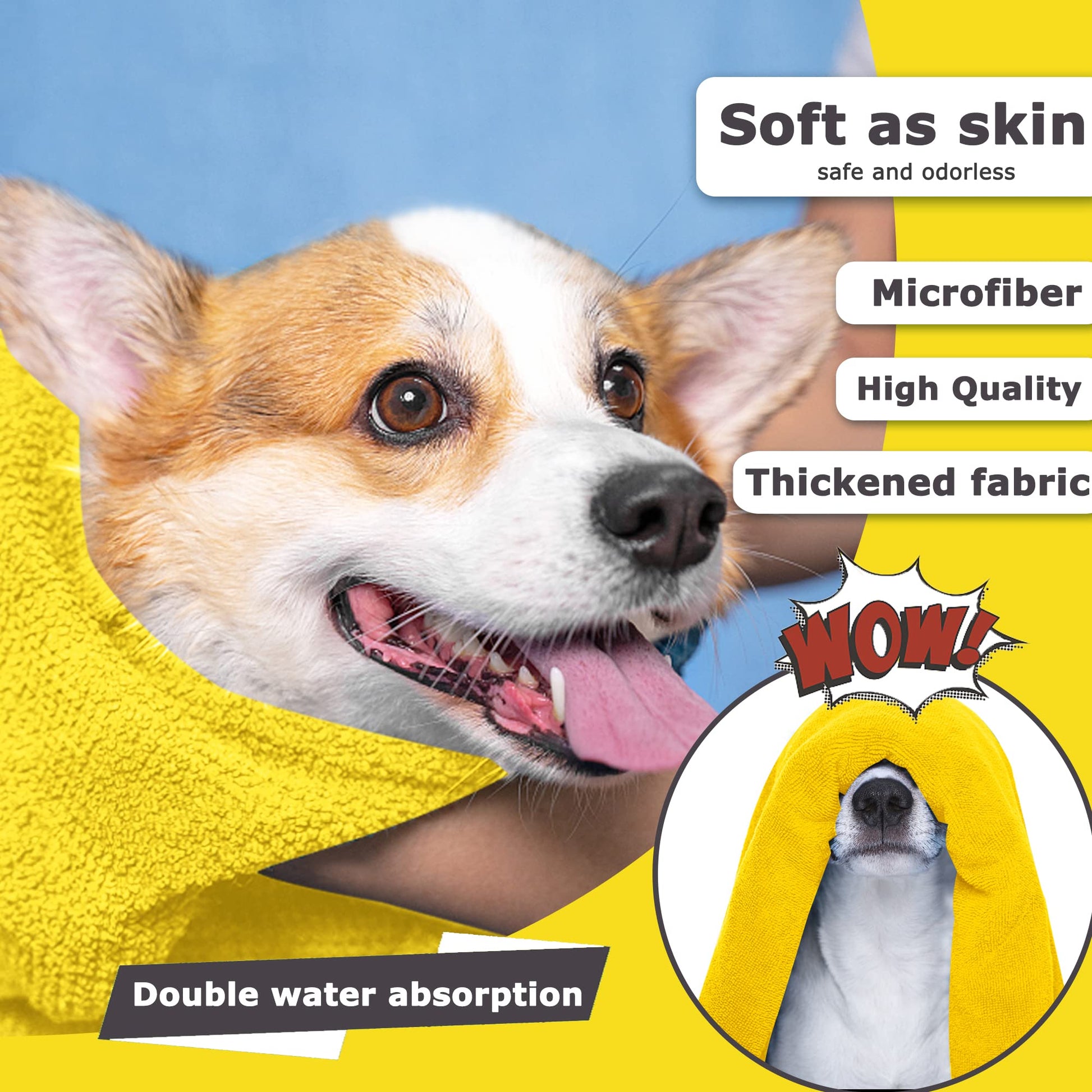 KFX-5873725 Quick-Drying Super Absorbent Microfiber Dog and Cat Towels in Various Sizes