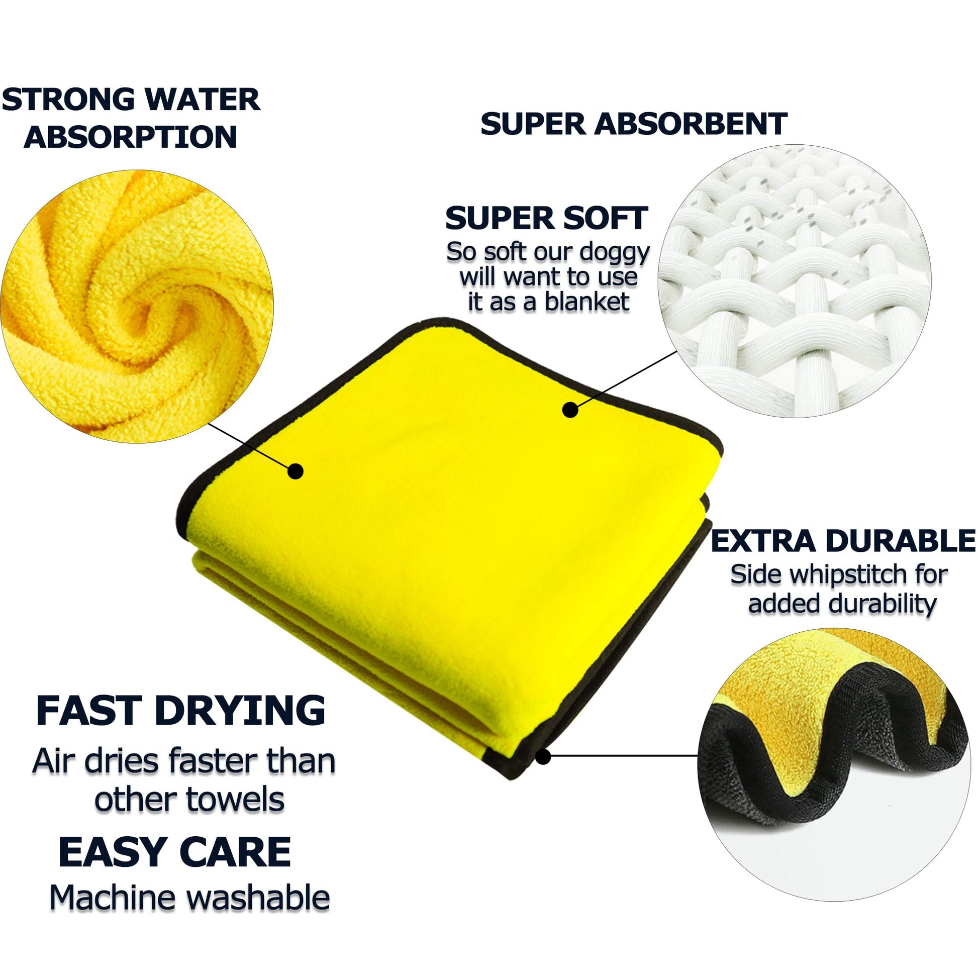 KFX-5873725 Quick-Drying Super Absorbent Microfiber Dog and Cat Towels in Various Sizes