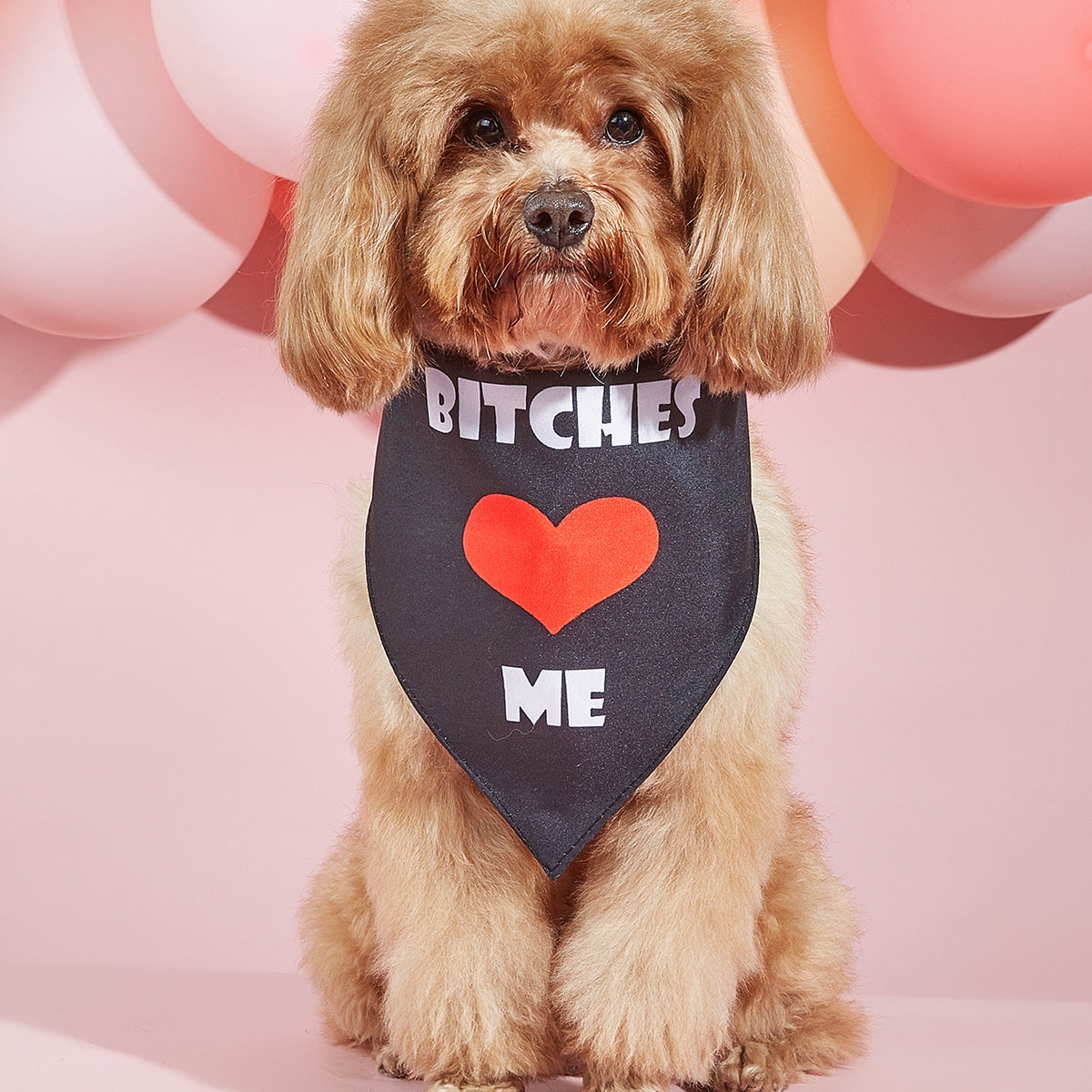 KFX-5873853 Dog Scarf with Letter Pattern - Saliva Towel in Black, Pink, Red, Multicolor, Sizes S, M, L