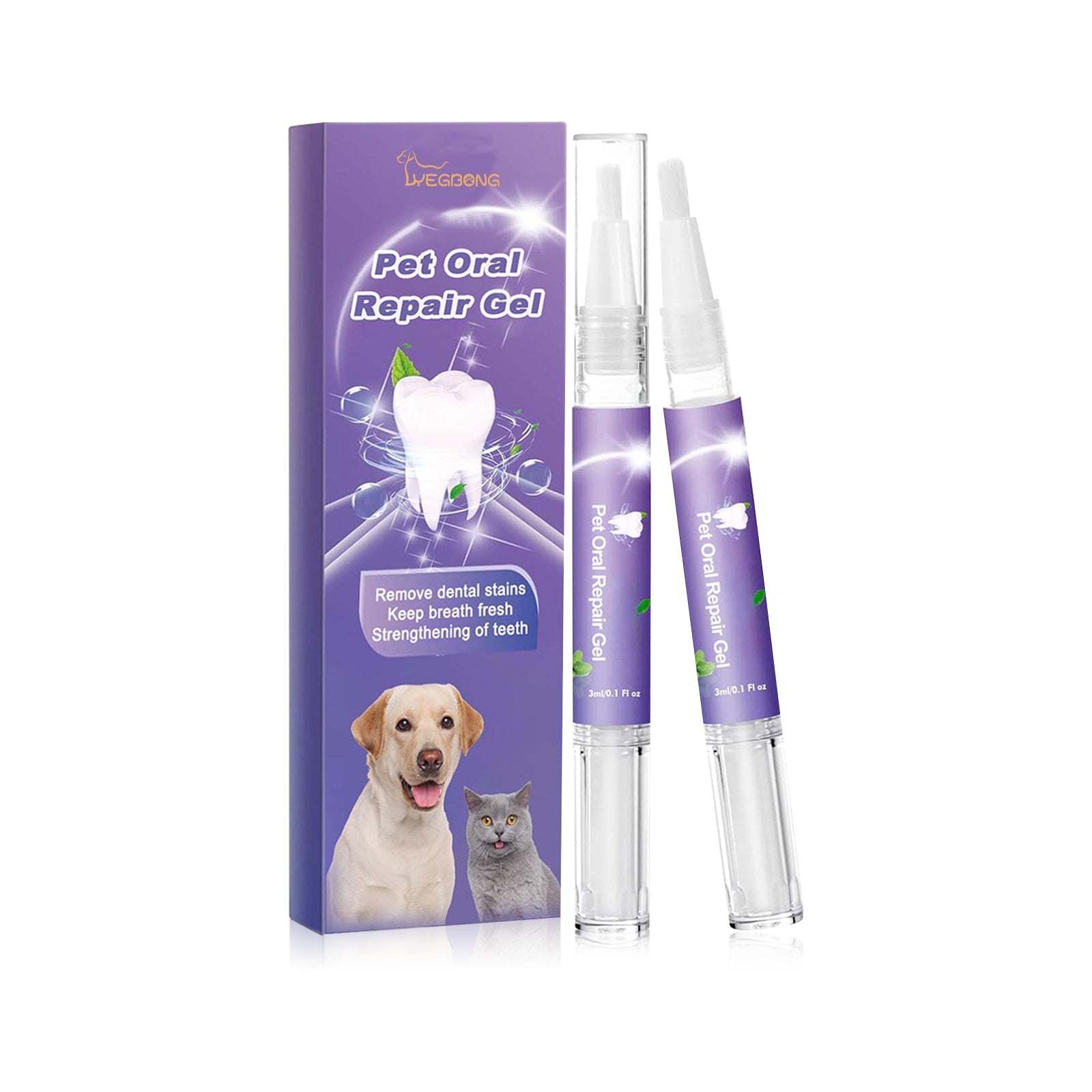 KFX-5874109 Pet Mouth Repair Gel Cleaner - 3ml x 2 Pack for Daily Oral Care