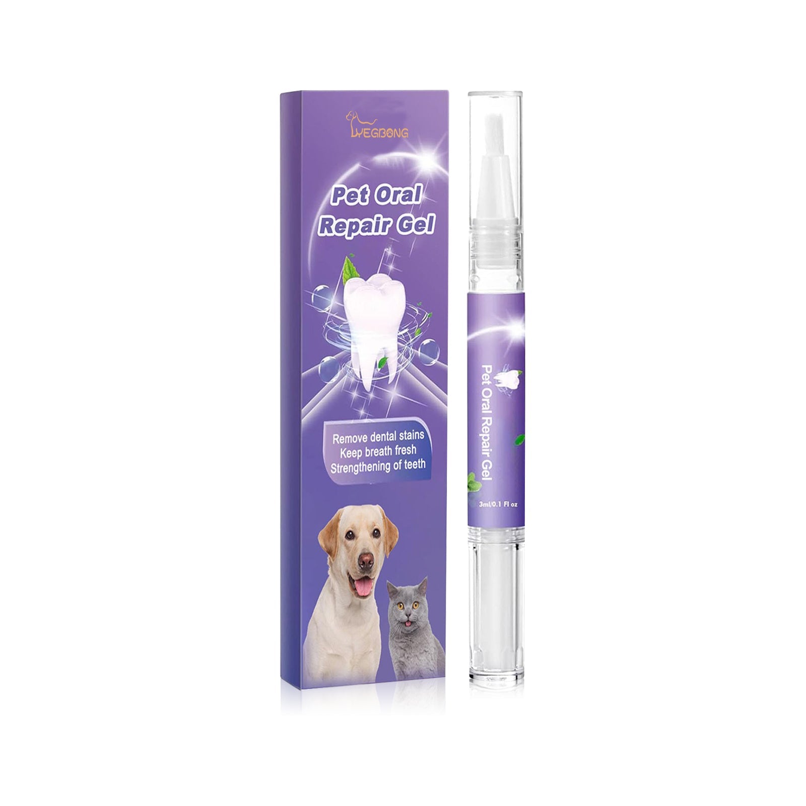 KFX-5874109 Pet Mouth Repair Gel Cleaner - 3ml x 2 Pack for Daily Oral Care