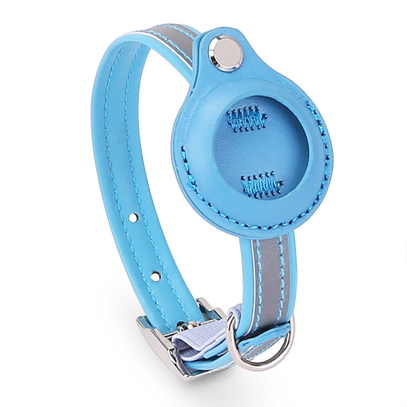 KFX-5878205 Pet Training Positioning Collar with Protective Cover for AirTag - Adjustable Sizes in Blue, Pink, Purple, and Black
