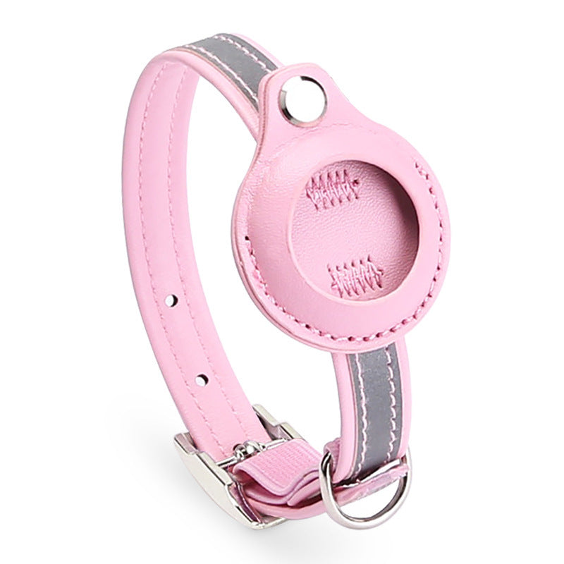 KFX-5878205 Pet Training Positioning Collar with Protective Cover for AirTag - Adjustable Sizes in Blue, Pink, Purple, and Black
