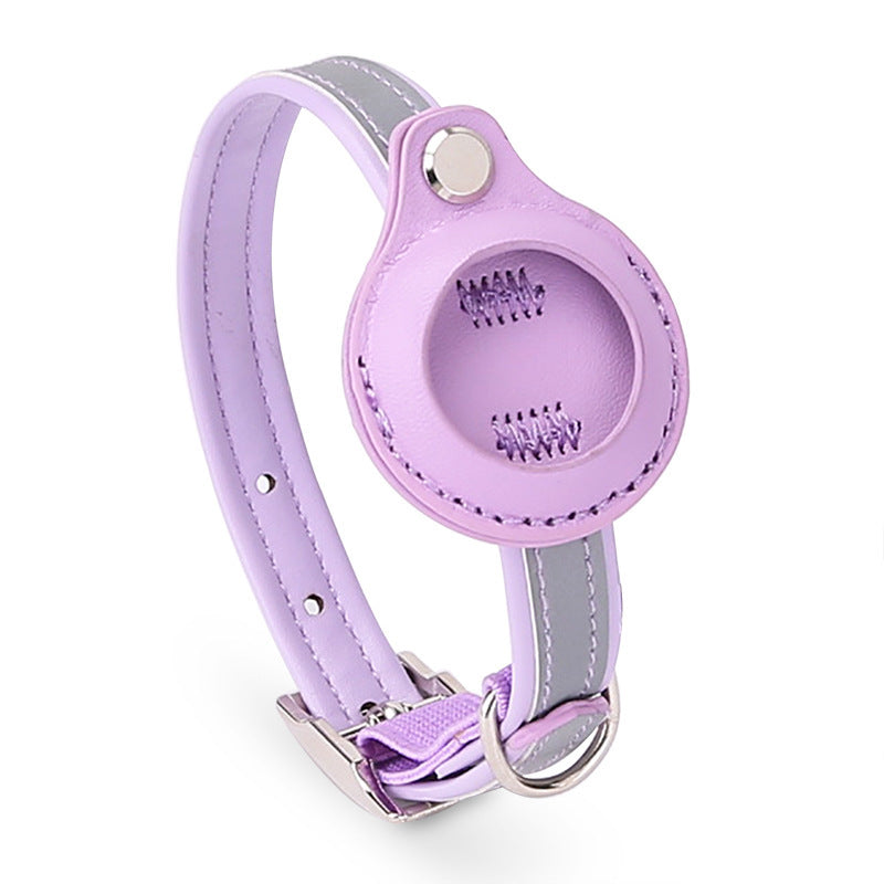 KFX-5878205 Pet Training Positioning Collar with Protective Cover for AirTag - Adjustable Sizes in Blue, Pink, Purple, and Black