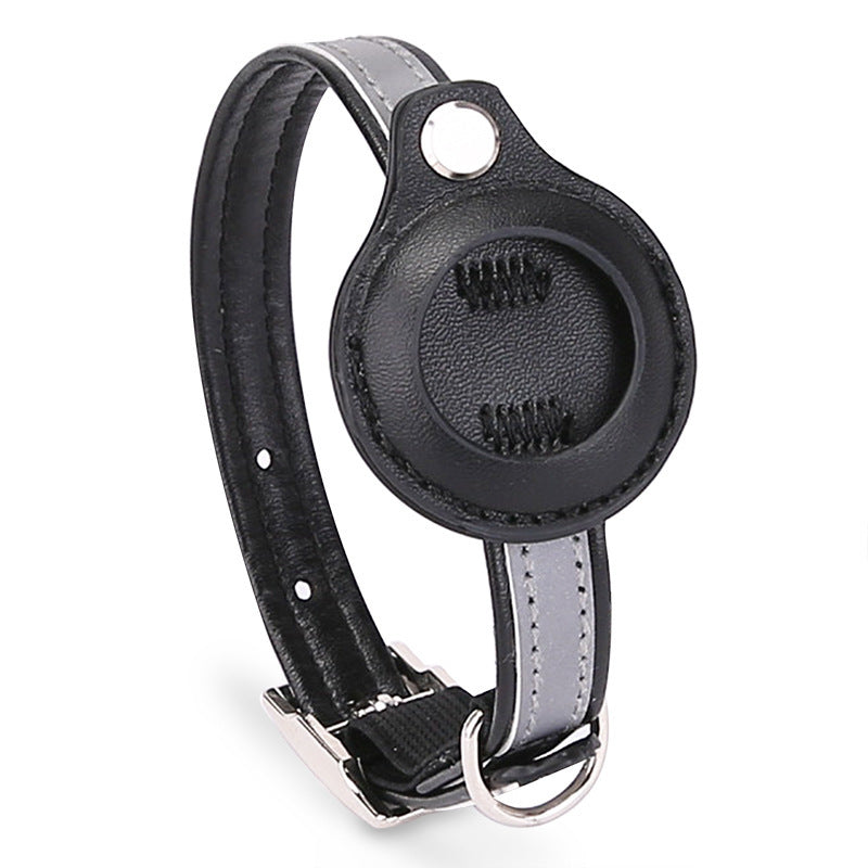 KFX-5878205 Pet Training Positioning Collar with Protective Cover for AirTag - Adjustable Sizes in Blue, Pink, Purple, and Black