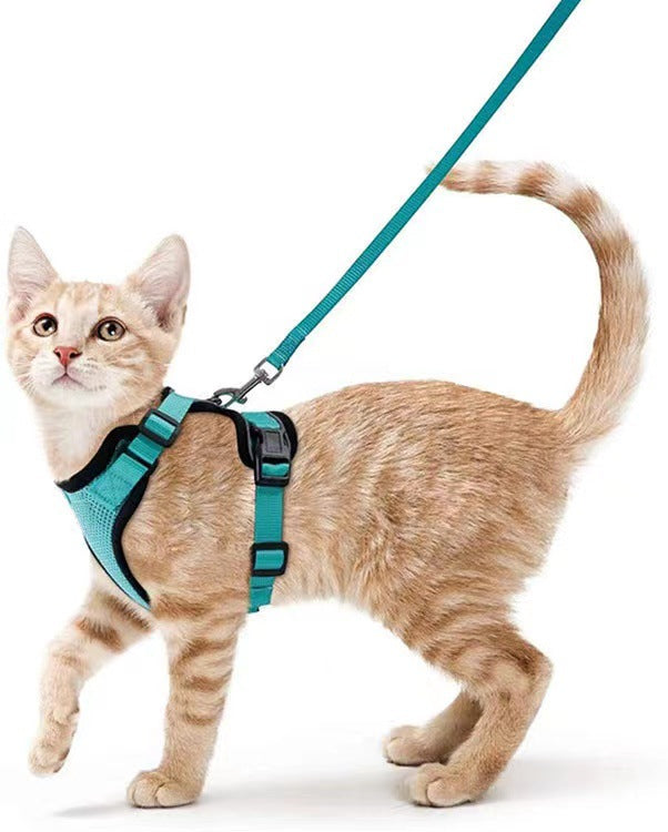 KFX-5881277 Breathable Reflective Cat Harness with Adjustable Straps and Leash