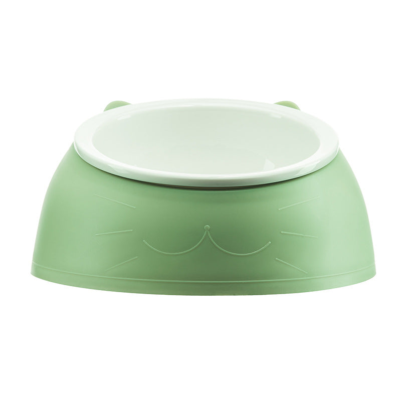 KFX-5882173 Tilting Anti-overturning Ceramic Pet Bowl for Cats and Small Dogs - 250ml Capacity, Multiple Colors Available