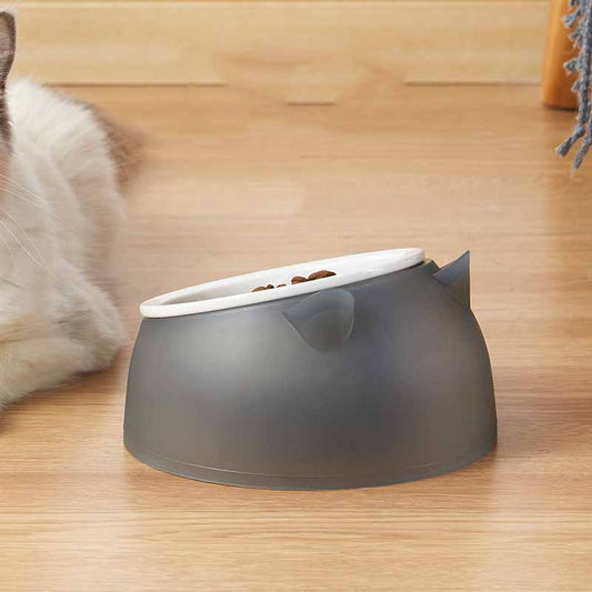 KFX-5882173 Tilting Anti-overturning Ceramic Pet Bowl for Cats and Small Dogs - 250ml Capacity, Multiple Colors Available