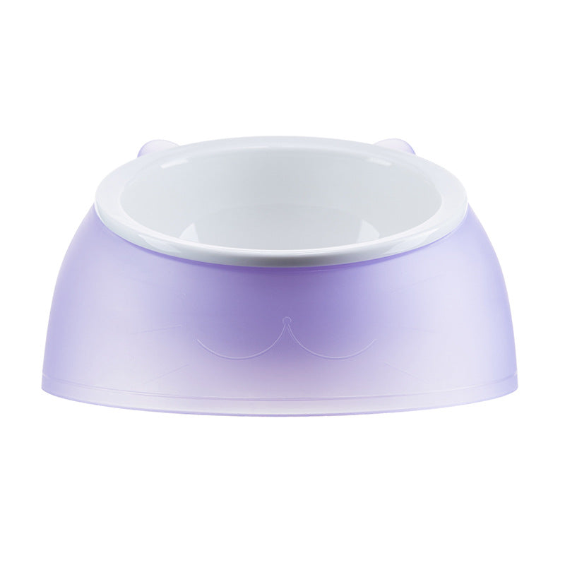 KFX-5882173 Tilting Anti-overturning Ceramic Pet Bowl for Cats and Small Dogs - 250ml Capacity, Multiple Colors Available