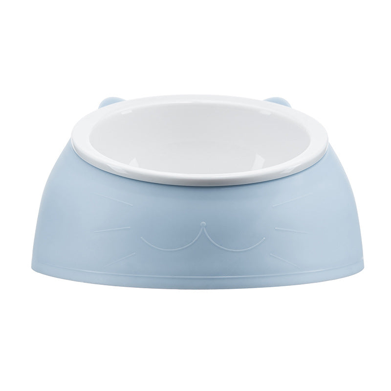 KFX-5882173 Tilting Anti-overturning Ceramic Pet Bowl for Cats and Small Dogs - 250ml Capacity, Multiple Colors Available