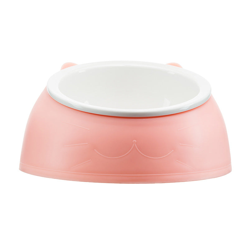 KFX-5882173 Tilting Anti-overturning Ceramic Pet Bowl for Cats and Small Dogs - 250ml Capacity, Multiple Colors Available