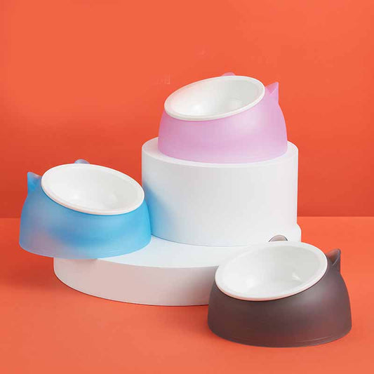 KFX-5882173 Tilting Anti-overturning Ceramic Pet Bowl for Cats and Small Dogs - 250ml Capacity, Multiple Colors Available
