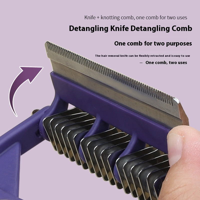 KFX-5883581 Multi-functional Dog and Cat Knot Untangling Comb for Effective Hair Cleaning with Metal and Plastic Design