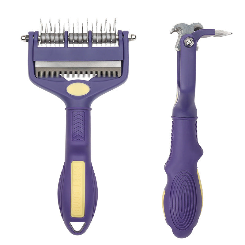 KFX-5883581 Multi-functional Dog and Cat Knot Untangling Comb for Effective Hair Cleaning with Metal and Plastic Design