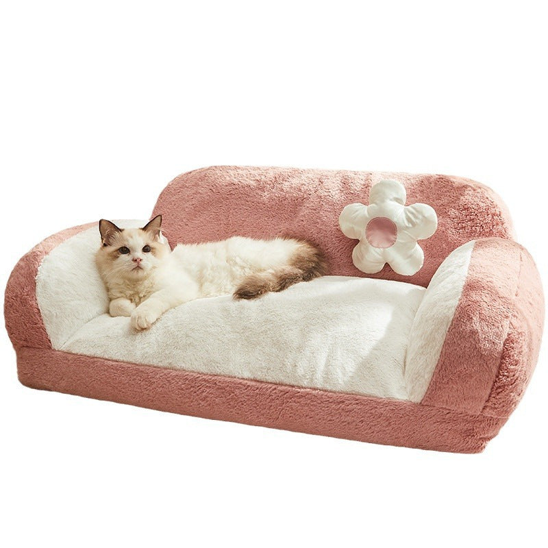 KFX-5886013 Cozy Removable and Washable Cat Nest for Indoor Cats - Ins Cream Puff & Strawberry Cheese Design