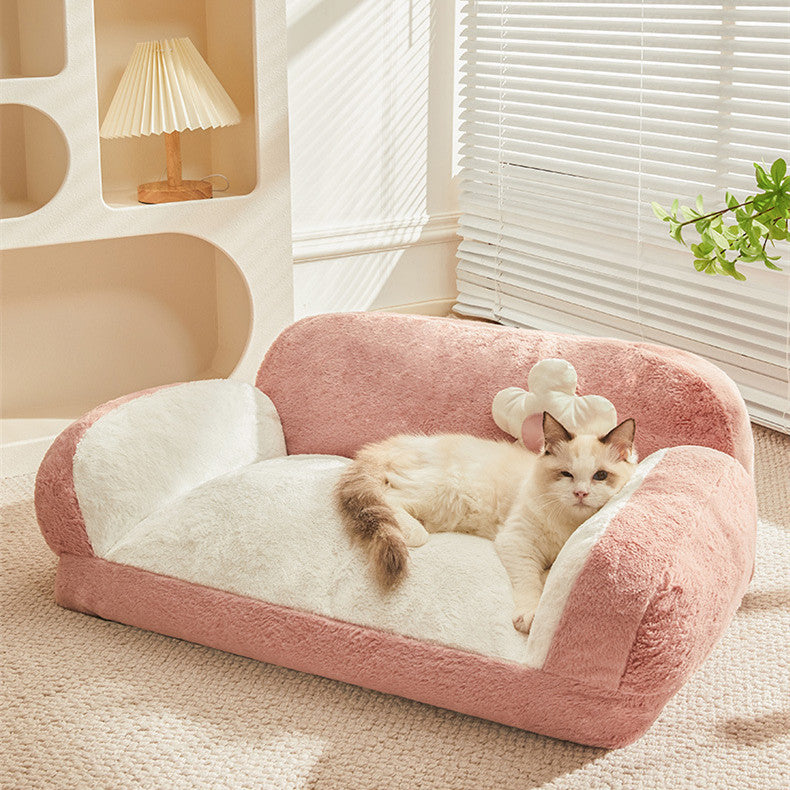 KFX-5886013 Cozy Removable and Washable Cat Nest for Indoor Cats - Ins Cream Puff & Strawberry Cheese Design