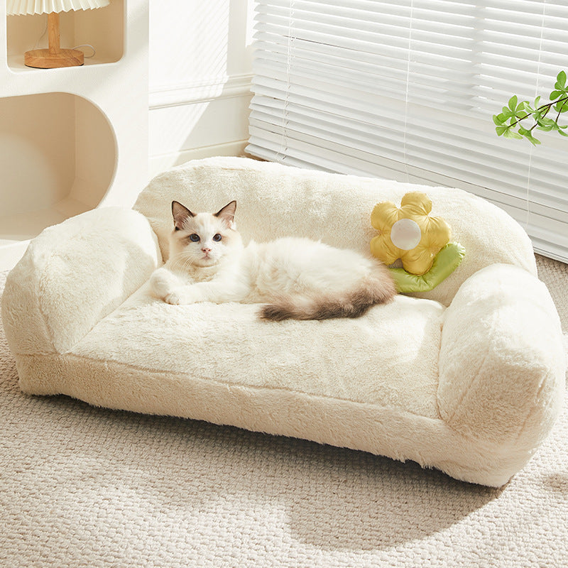 KFX-5886013 Cozy Removable and Washable Cat Nest for Indoor Cats - Ins Cream Puff & Strawberry Cheese Design
