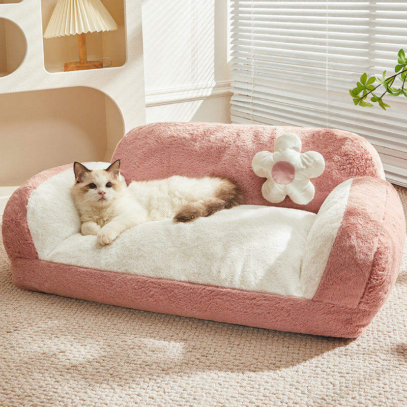 KFX-5886013 Cozy Removable and Washable Cat Nest for Indoor Cats - Ins Cream Puff & Strawberry Cheese Design