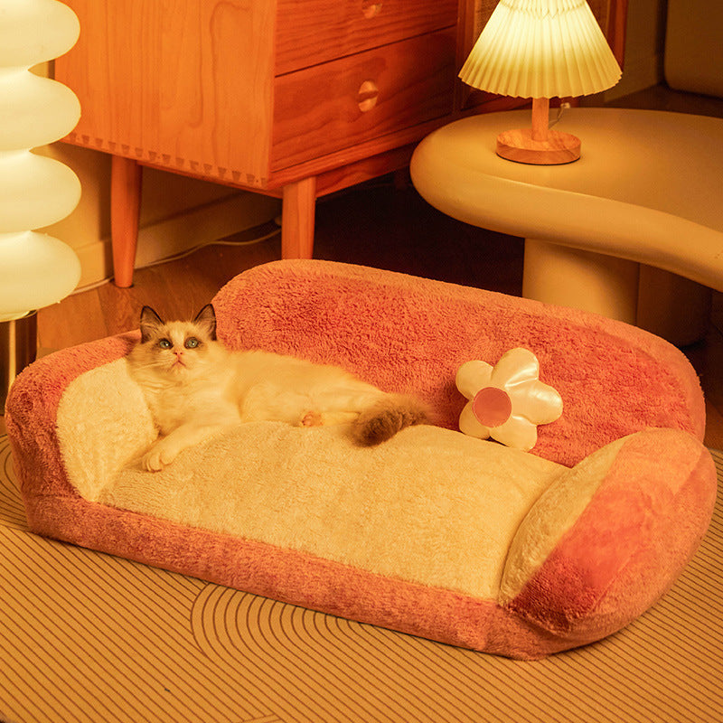 KFX-5886013 Cozy Removable and Washable Cat Nest for Indoor Cats - Ins Cream Puff & Strawberry Cheese Design