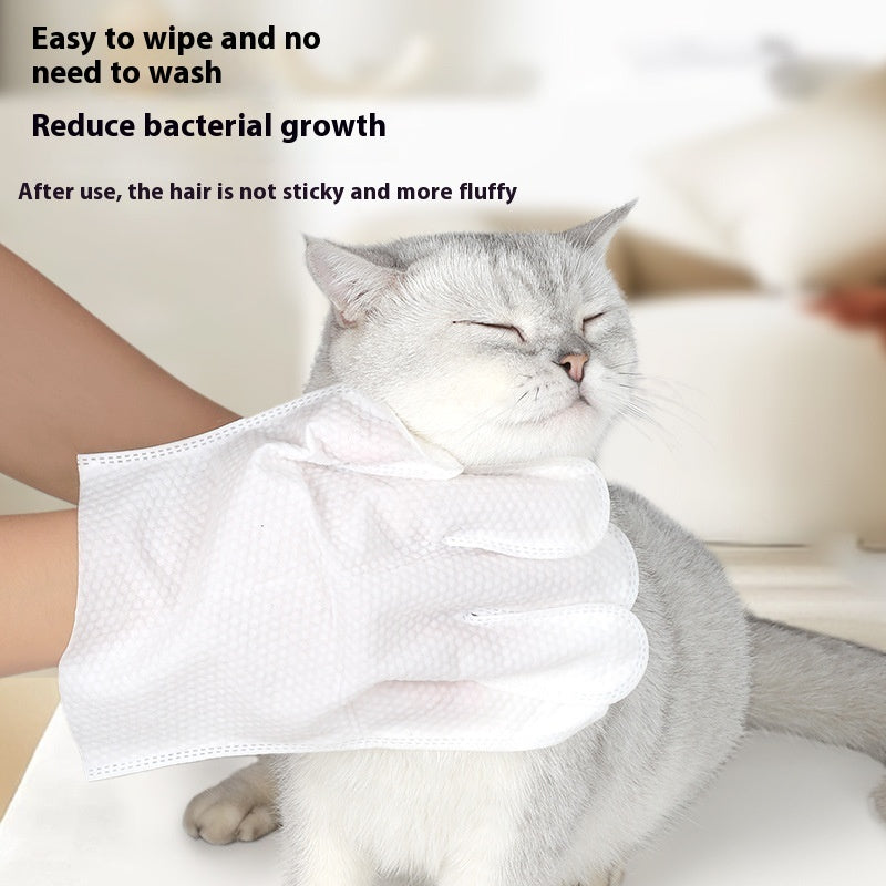 KFX-5887421 Pet Cleaning Wipes Gloves for Dogs - Deodorizing Wash-free Dry Cleaning - 6 Pack, Pink & White