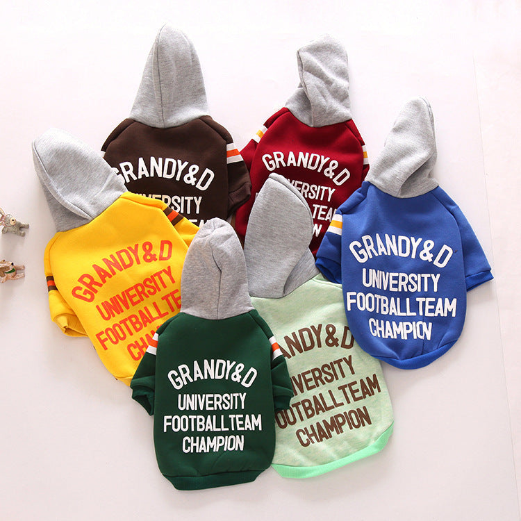 KFX-5890109 Cozy Pullover Hooded Sweater for Dogs in Red and Green, Velvet Material, Sizes XS to XXL