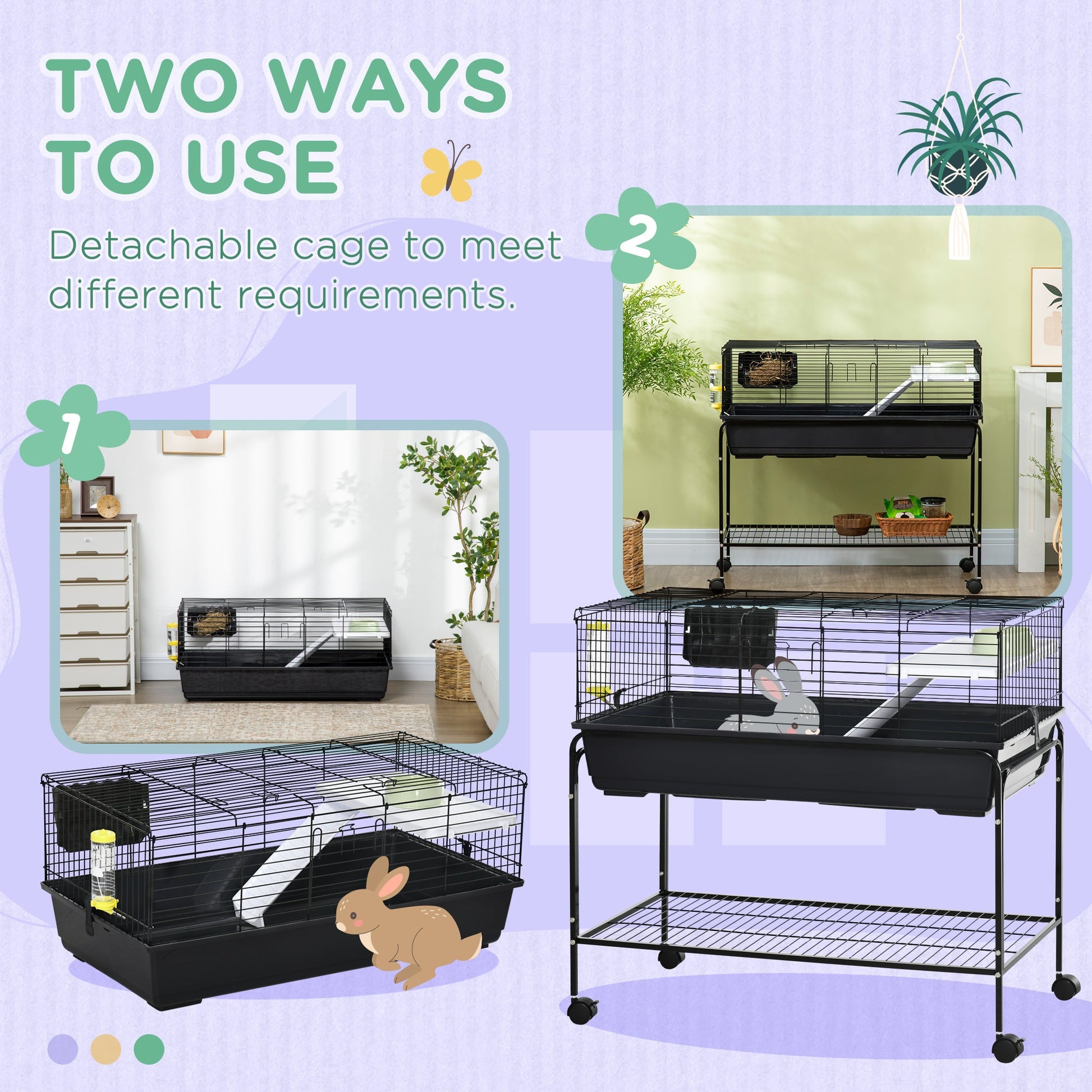 KFX-5891389 Two-Story Small Animal Habitat with Removable Stand and Storage Shelf